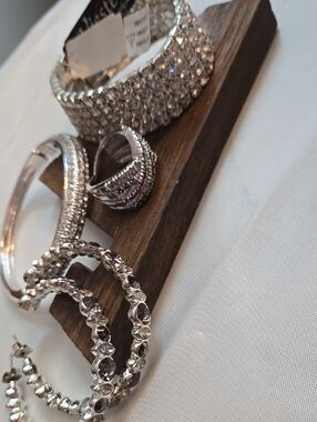 Vieste Silver-Tone Crystal Bracelet Set